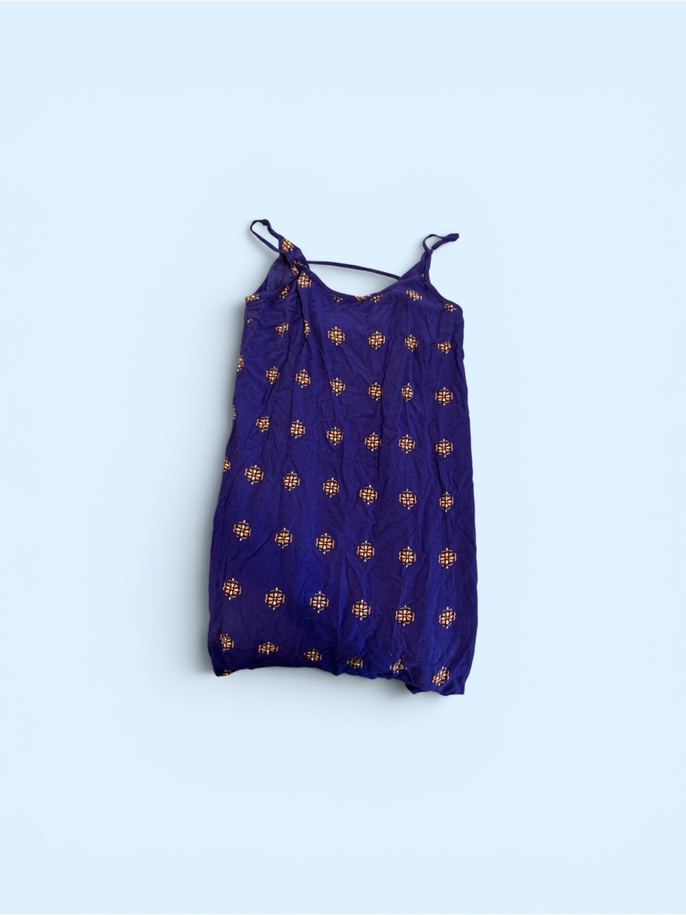 Navy Blue Spaghetti Strap cover up with Gold Dot Embroidery